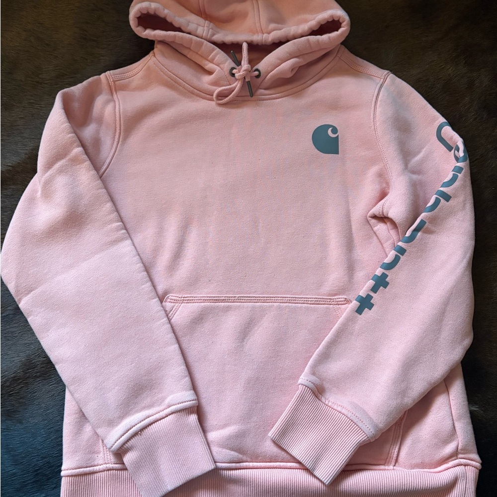 Carhartt Light Pink Hoodie with Gray Logo